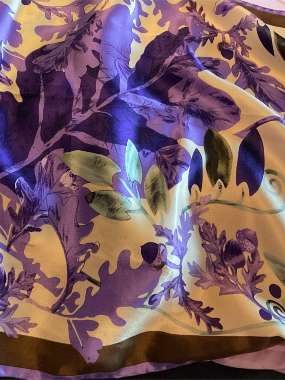 Michael Michaud 100% Silk Scarf Purple Floral 58x16.5 Luxury Wrap - Picture 4 of 4